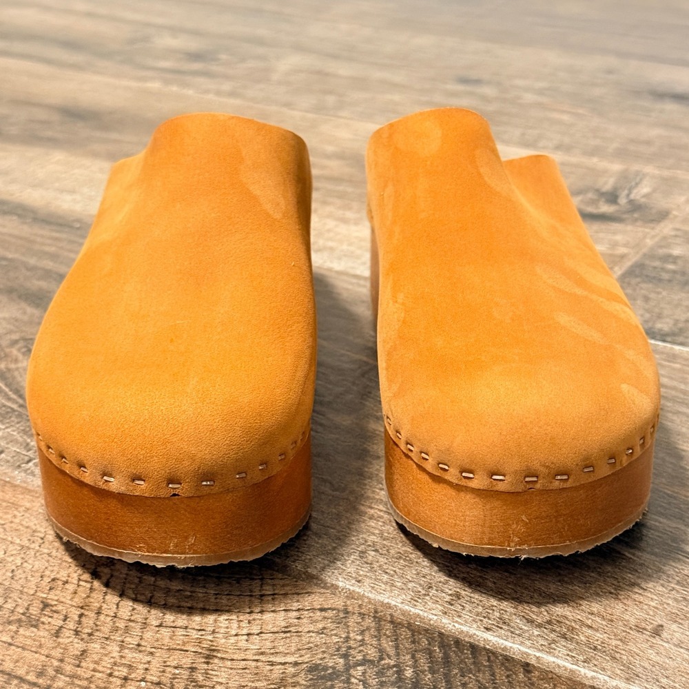 Bryr Women The Bean Leather Platform Wood Clog,Tan Whiskey, 8 - Picture 5 of 9